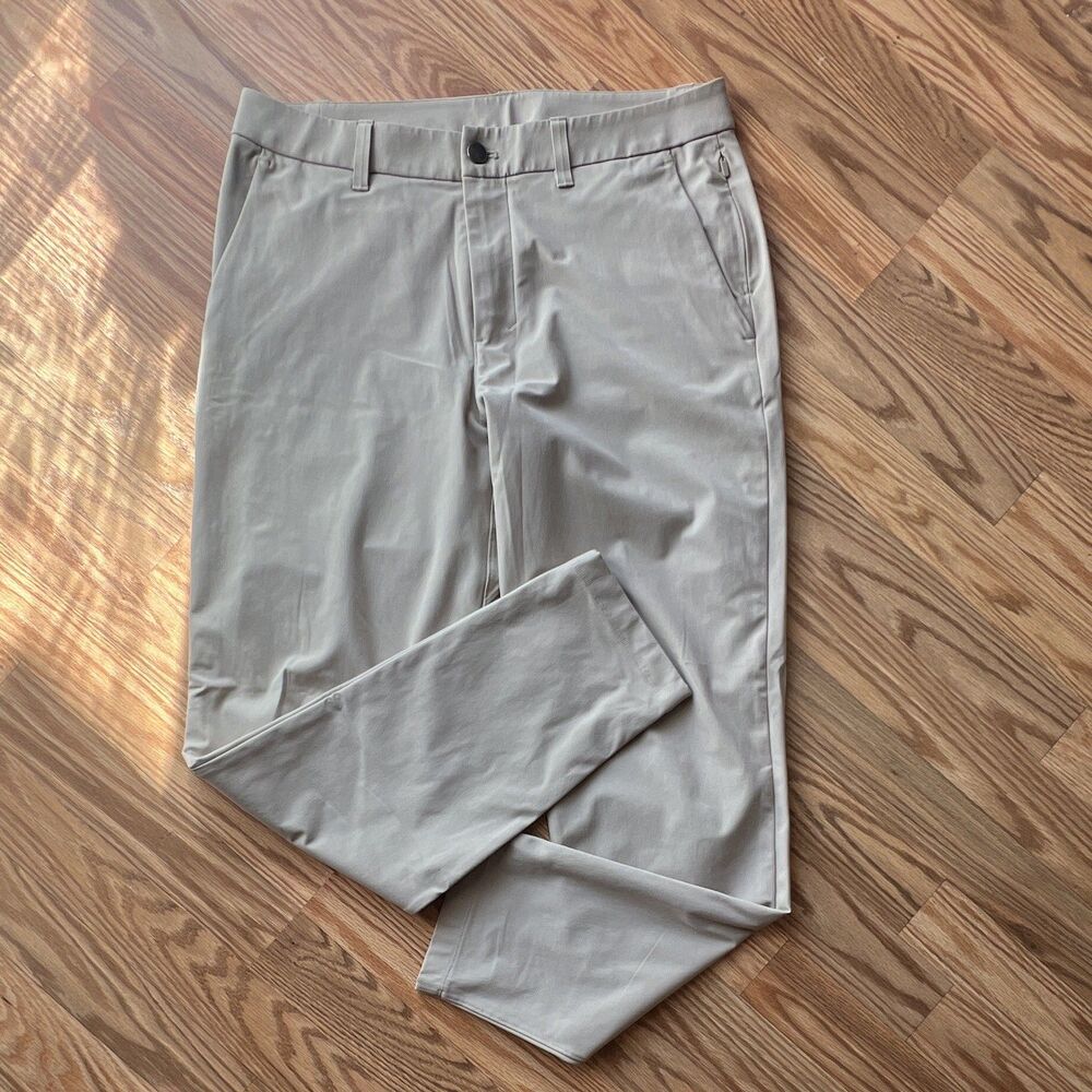 Lululemon Men's Commission Slim Fit Beige Chino Pants 32W Stretch Tapered